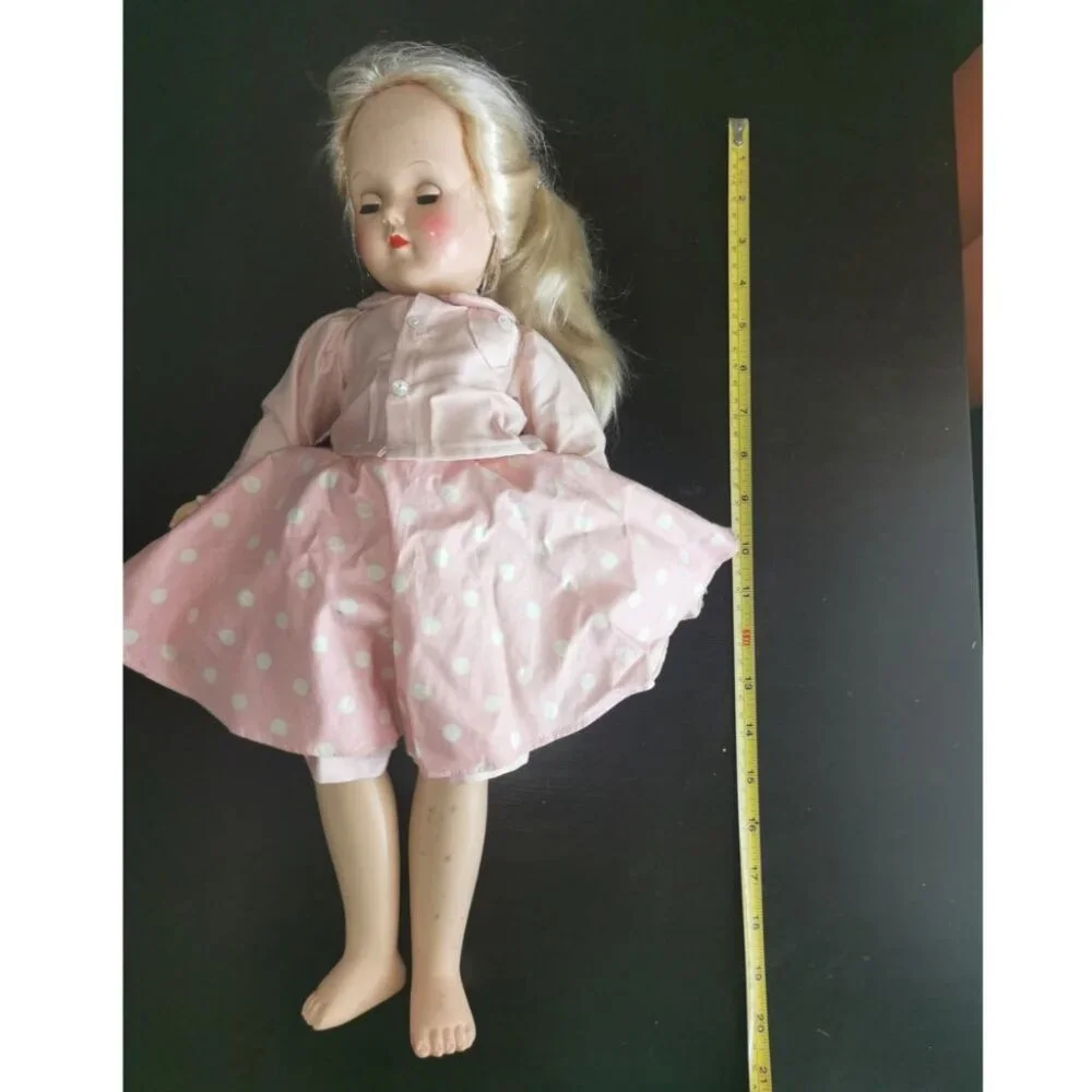 Vintage Ideal Doll P-19 Head and P-92 Body Blond Hair‎ In Pink Dress